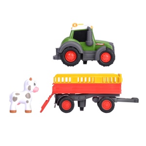 Dickie Toys ABC Farm Tractor Fendti de la 1 an (30 cm) - Tractor Fendt cu transportor de animale colorat si vaca, vehicul de jucarie cu lumina si sunet pentru a promova abilitatile motorii pentru copiii mici - Img 3