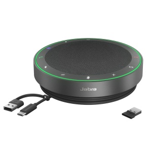 Difuzor wireless Jabra Speak2 75 cu adaptor Bluetooth USB-A, 4 microfoane cu anulare a zgomotului, difuzor full-range de 65 mm, certificat pentru MS Teams, gri inchis - Img 1
