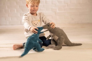 Dinozaur de plus Steiff Thaisen T-Rex 35 cm, Petrol si Turcoaz - Img 4