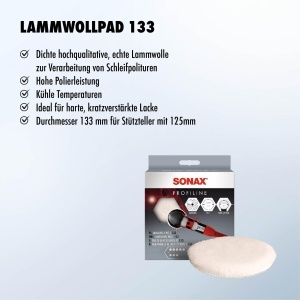Discuri din lana pentru polishare SONAX LammwollPad 133, 133 mm, pentru stuturi de 125 mm - Img 4