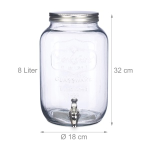 Dispenser de bauturi Relaxdays 8L, sticla, design retro, cu robinet - Img 4