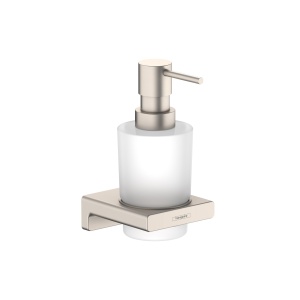 Dispenser de sapun Hansgrohe AddStoris 473g, metal si sticla, nickel periat
