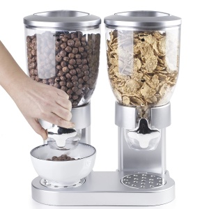 Dispenser dublu Lacor 62596 pentru cereale si alimente uscate 2 x 2 litri gri BPA-free - Img 4