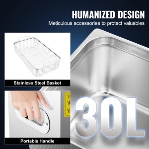 Dispozitiv de Curatare cu Ultrasunete VEVOR 30 L, 600 W, din Otel Inoxidabil - Img 4