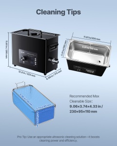 Dispozitiv de Curatare cu Ultrasunete VEVOR 6L, 40kHz, Inox - Img 7