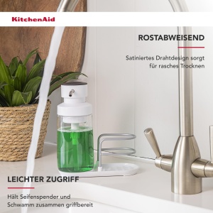 Dozator sapun lichid KitchenAid, 350ml, cu suport pentru bureti, inox - Img 2