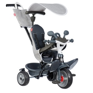 Dreirad pentru copii Smoby Baby Driver, 3-in-1, gri, cu accesorii premium