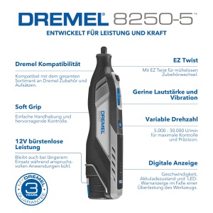 Dremel 8250 Unealta Rotativa 12V Motor Fara Perii Viteza Variabila Set cu Accesorii - Img 2