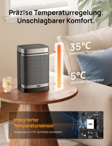 Dreo Heater314S Incalzitor Electric 1500W Termostat Digital Oscilatie 70deg Compatibil Alexa si Google Assistant - Img 6