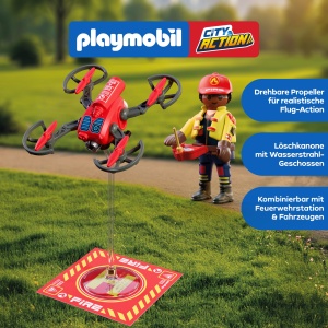 Drona de stins incendii PLAYMOBIL 72197 cu 4 elice, accesorii si pilot - Img 3