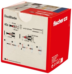 Dublu Dublu cu Auto-Borare fischer DuoBlade, 44 mm, 40 bucati - Img 2