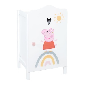 Dulap pentru papusi Peppa Pig, din lemn, 52x31x25 cm, alb