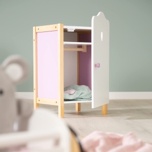 Dulap pentru papusi Scarlett, alb, cu suport pentru haine si accesorii - Img 3