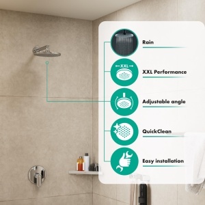 Dus cu cap de dus hansgrohe Vernis Blend, 205 mm, crom, montare peretetavan - Img 5