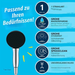 Dus cu dusca GROHE Vitalio 110, crom, 8lmin, 1,5m furtun - Img 2