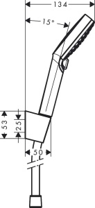 Dus cu economisire de apa Hansgrohe Crometta, 100 mm, 2 tipuri de jet, AlbChrom, 1,25 m - Img 3