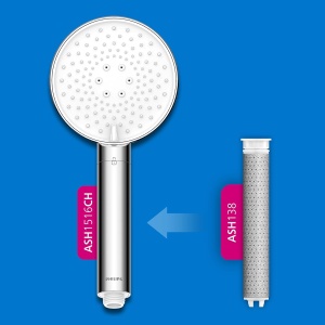 Dus cu filtrare Philips ASH1516CH, 3 filtre de inlocuire, alb, elimina clorul - Img 4