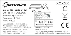 Electraline 62570 Priza Incorporabila Pop-Up 3 Prize 2 USB Fast Charge 155W Cablu 2m - Img 9