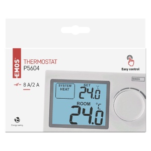 EMOS - termostat digital de camera cu afisaj LCD - manual, cu fir - sisteme de incalzire si racire - control al temperaturii 5-35 degC - montare pe suprafata - operare usoara - baterie incl. - alb - Img 5