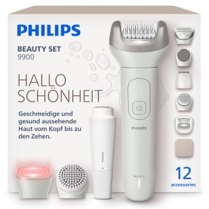 Epilator Philips Series 9900 cu LED-uri, 12 accesorii, utilizare umeda si uscata