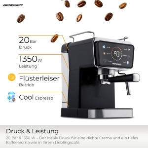 Espressor cafea Berdsen - 1,5 L, 1350 W, 20 Bar, Negru - Img 2