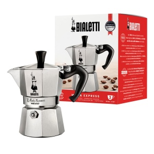 Espressor cafea Bialetti Moka Express, 2 cesti, 90 ml, argintiunegru