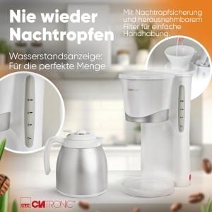 Espressor cafea Clatronic KA 3327, 1L, pentru 8-10 cesti, alb - Img 4