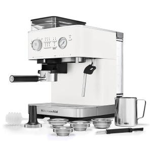 Espressor cafea KitchenAid 5KES6551, 15-bar, alb, cu rasnita integrata
