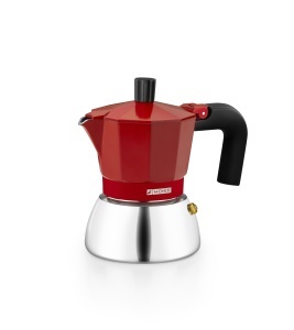 Espressor cafea Monix Induction Inox, inox si aluminiu, 13 cm, rosunegru