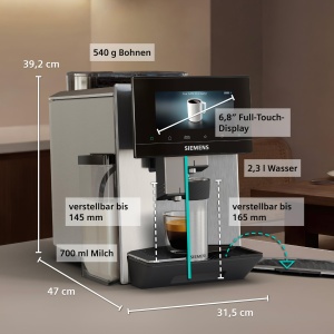 Espressor cafea Siemens EQ900, 2 recipiente pentru boabe, display tactil 6.8, argintiu - Img 10