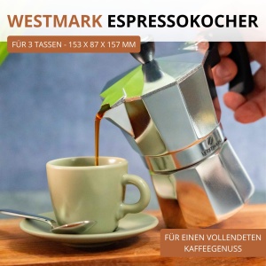 Espressor manual Westmark Brasilia 3 cesti aluminiu argintiu - Img 2
