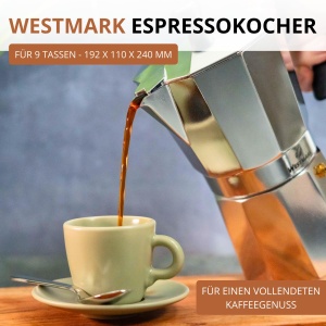 Espressor manual Westmark Brasilia 9 cesti aluminiu argintiu - Img 2
