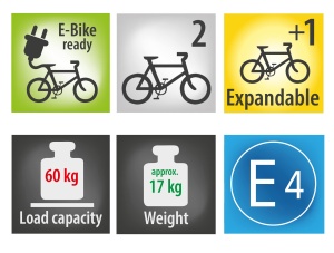 EUFAB 11510 Suport pentru biciclete JAKE, potrivit pentru biciclete electrice, partial preasamblat, extensibil, protectie antifurt, pentru 2 biciclete, pentru cuplare remorca - Img 8