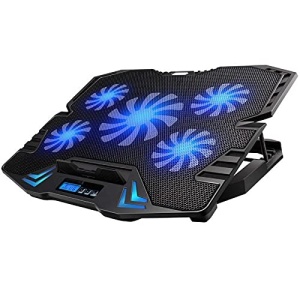 Ewent EW1259 Gaming Laptop Cooler 12-17 inch, 5 ventilatoare silentioase cu LED-uri albastre, 2 porturi USB, pad de racire, suport pentru notebook Cooler Pad Cooling Pad Cooling Mat, negru - Img 4