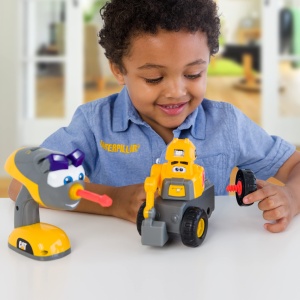 Excavator pentru copii CatToysOfficial Fix-It, motorizat, galben, cu lumini si sunete - Img 5