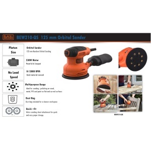 Excentric cu vibratii BlackDecker BEW210, 230W, 125 mm, cu aspiratie - Img 6