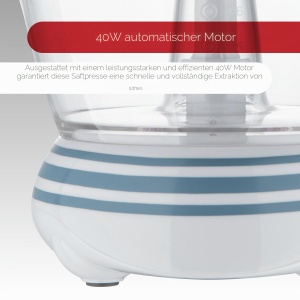 Extractor de suc Bergner NOIA 40W 1.2L cu motor automat si container transparent, albastru-alb - Img 2