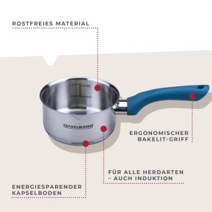 Fackelmann Kasserolle Essential 12 cm Otel Inoxidabil Ergonomic Albastru - Img 3