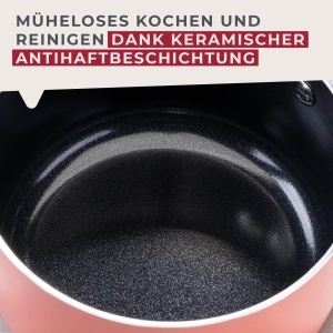 Fackelmann Mini Topf O14 cm aluminiu reciclat ceramica roz - Img 3