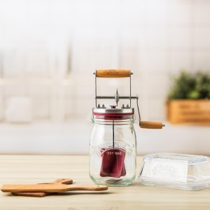 Fasul de unt Kilner, 1 litru, sticla transparenta, manual - Img 5