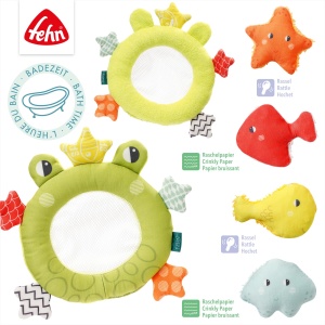 Fehn Bath Animal Frog Bath Bath Landing Plase - Jucarie de baie pentru bebelusi pentru cada - Jucarie de apa plutitoare pentru distractie vesela la baie - Jucarii de cada pentru bebelusi si copii mici de la 0+ luni - Img 4