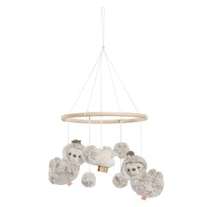 Fehn Holz-Mobile Faultier Mobilier din Lemn cu Figurine din Material Textil pentru Bebelusi 0-5 Luni