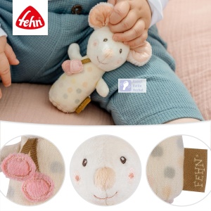 Fehn Mini Rattle Mouse - mini jucarie de prindere pentru a zdrangana, simti, juca cu un animal de plus moale si dragalas - un insotitor loial pentru bebelusi si copii mici de la 0+ luni - Img 5