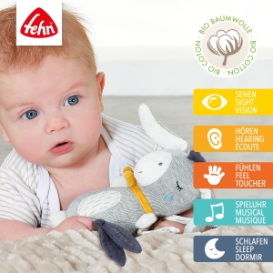 Fehn Natur Mini Jucarie Muzicala Esel 052015 Melodie Brahms Wiegenlied Bumbac Organic - Img 2