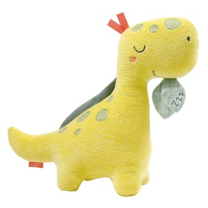 Fehn Night Light Dino - Jucarie de plus cu broderie "Glow-in-the-dark" - Ajutor multifunctional pentru somnul bebelusului ca lampa de noptiera, lampa de alaptare, lampa de noapte si lampa de pat - Pentru bebelusi si copii de la 0+ luni