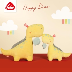 Fehn Patura de plus Jucarie pentru bebelusi Dino - Plapuma pentru nou-nascuti - Ajutor pentru somn Jucarie de plus Suzeta Panza Panza falsa - Panza de plus Animal de dormit pentru bebelusi si copii mici de la 0+ luni - Img 2