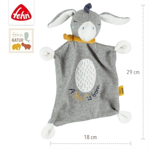 Fehn Schmusetuch Esel Star 29 cm din bumbac organic pentru bebelusi 0 luni - Img 4
