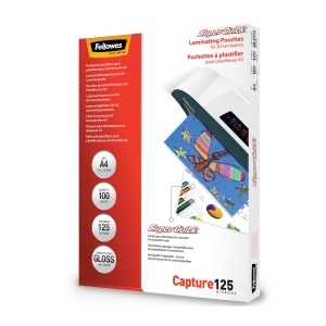 Fellowes Laminierfolie A4 SuperQuick 125 Micron 100 Bucati Compatibil A3