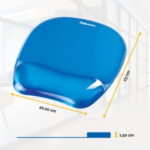 Fellowes Mouse Pad cu suport pentru incheietura mainii Cristale - cu umplutura cu gel moale - ergonomic - lavabil - pentru birou si birou de acasa, scoala si jocuri - culoare: albastru - Img 3
