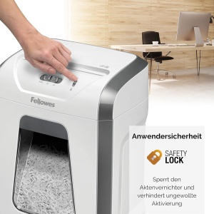 Fellowes Shredder, Distrugator de hartie pentru 12 coli de taiere a particulelor, TUV SUD + GS Certified Shredder P4, Shredder Office & Home Office, Powershred FS-12C, 19L Trash Credit Card Alb - Img 5